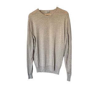 John Smedley Men’s Beige V-Neck Sweater XLarge 100% Merino Wool England READ
